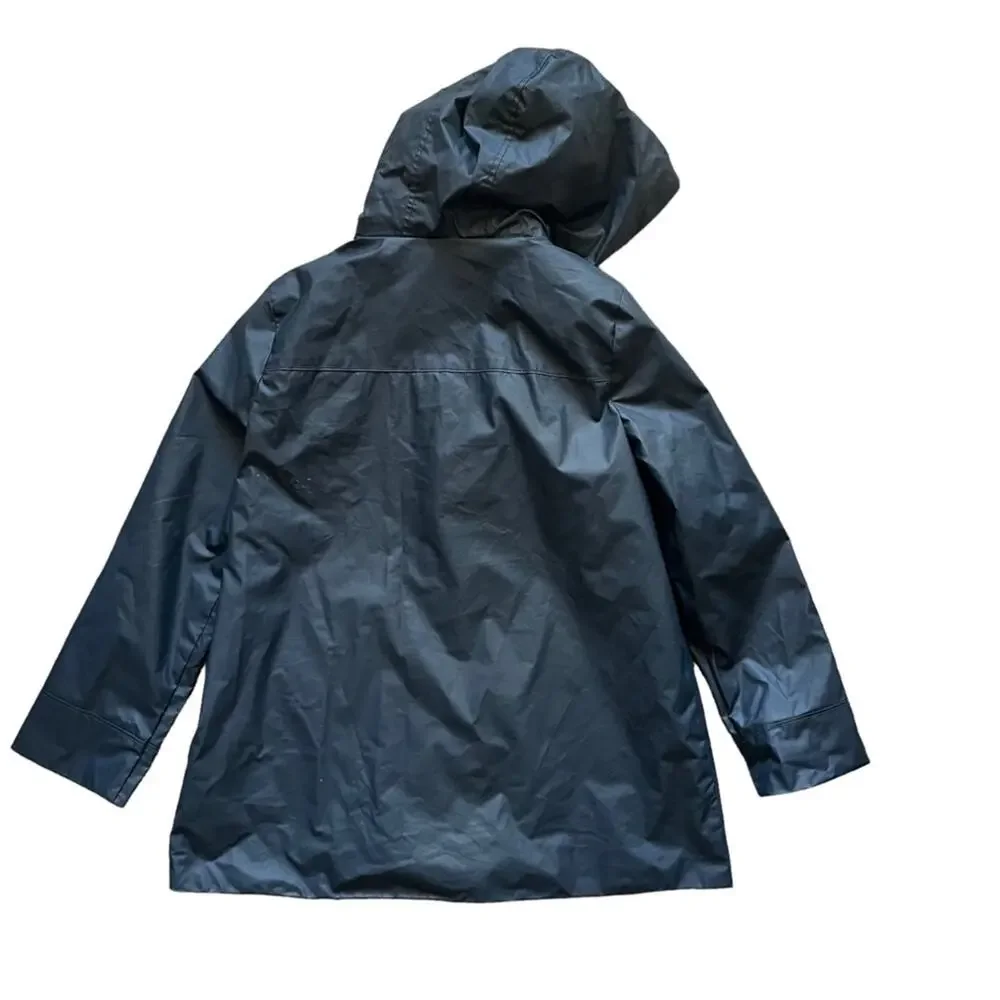 GAP Raincoat Kids Girl Size XL Lined Navy Blue Double Breasted Hooded 12 Plus